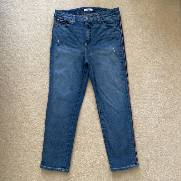 Tommy Hilfiger Jeans Women’s High Rise Straight Ankle Side Stripe Jeans. - Picture 1 of 5